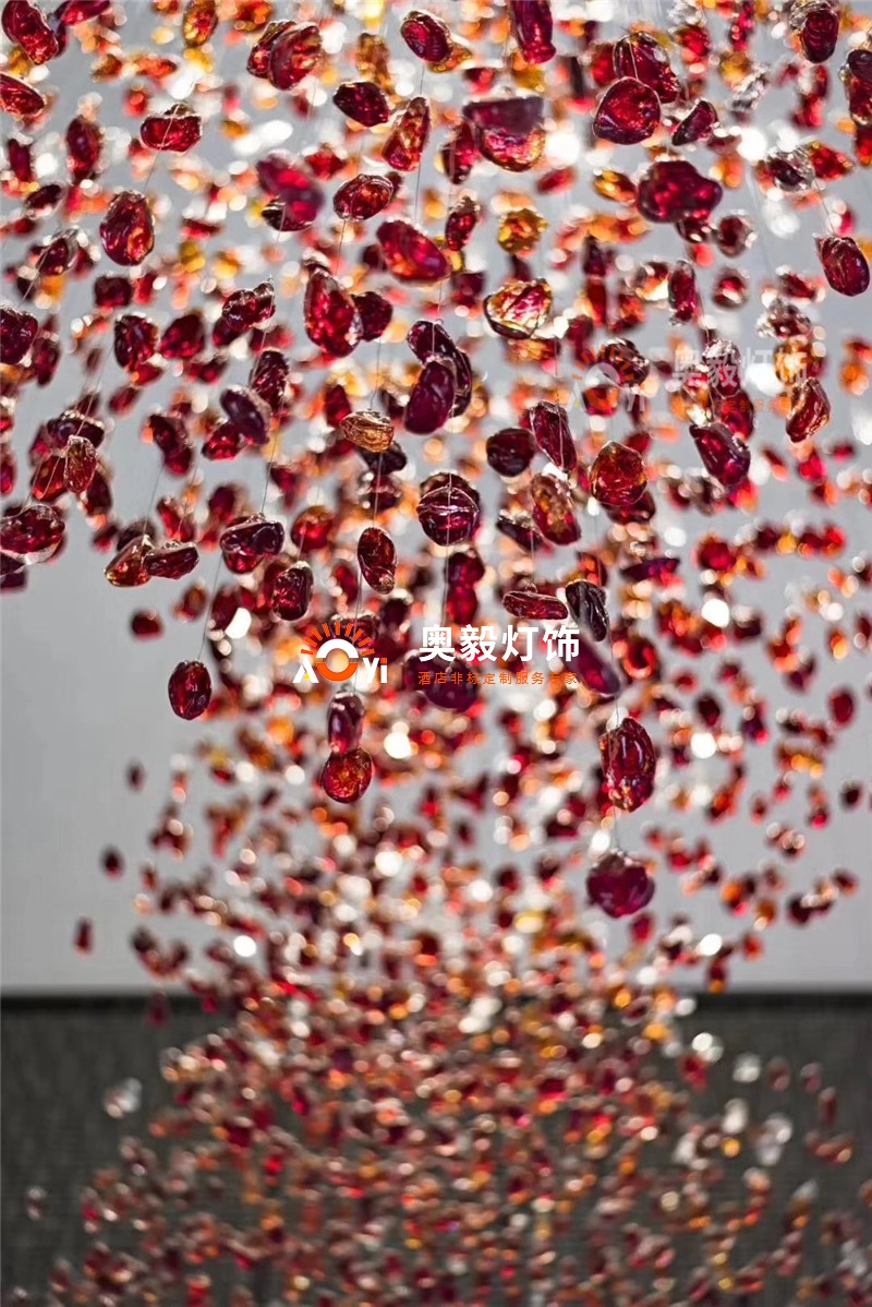 红色艺术玻璃-石头